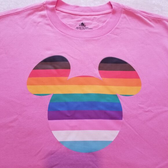 Disney Parks Pride 2SLGBTQ+ Rainbow Mickey Pink T-Shirt - Size XL - NWT - Picture 2 of 4
